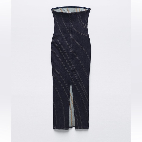 ZARA ZW TOPSTITCHED DENIM DRESS - Picture 6 of 6